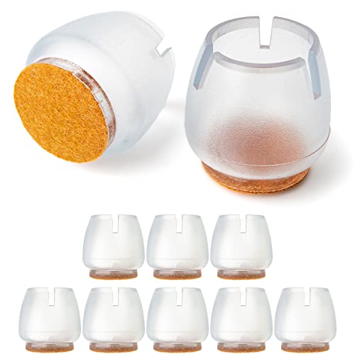 Stuhlbeinschoner Set, 8 Stück, für runde Stuhlbeine mit Ø 17-21 mm, Transparent, Stuhlbeinkappen ohne Schrauben, Nageln, Kleben, Stuhlbeinsocken Laminat, Fliese, Stuhl Bein Kappen Flizgleiter Stuhlbeinschoner Set, 8 Stück, für runde Stuhlbeine mit Ø 17-21 mm, Transparent, Stuhlbeinkappen ohne Schrauben, Nageln, Kleben, Stuhlbeinsocken Laminat, Fliese, Stuhl Bein Kappen Flizgleiter von Your Day Mate