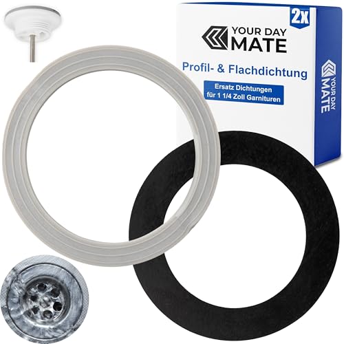 Profildichtung und Flachdichtung Set, 2 Stück, für 1 1/4 Zoll Garnituren, Gummi Dichtungssatz Küchenspüle, Lippendichtung Ventilablauf Spülbecken Abfluss, Spültisch Ablauf Ventil Ersatz Dichtung Profildichtung und Flachdichtung Set, 2 Stück, für 1 1/4 Zoll Garnituren, Gummi Dichtungssatz Küchenspüle, Lippendichtung Ventilablauf Spülbecken Abfluss, Spültisch Ablauf Ventil Ersatz Dichtung von Your Day Mate
