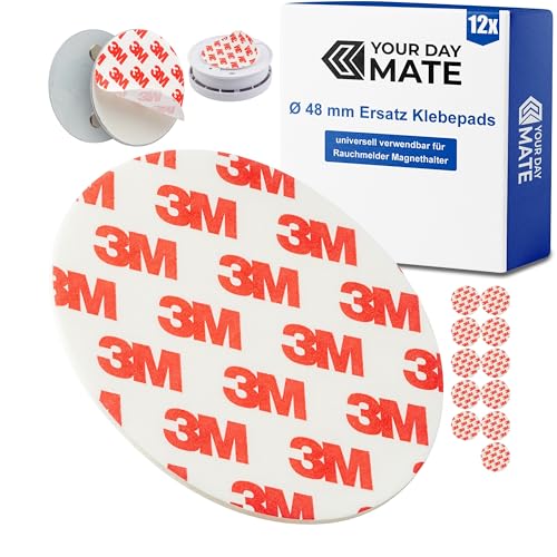 Rauchmelder Magnethalter Ersatz Klebepads, 12 Stück, Ø 48 mm Durchmesser, Reparatur Aufkleber für Magnethalterung, Sticker Magnet Halterung Warnmelder, Klebesticker Halter Feuermelder, Rauchwarnmelder von Your Day Mate