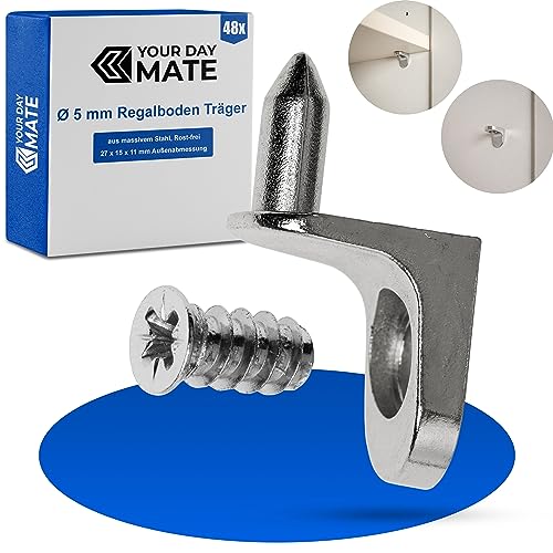 Regalboden Träger, 48 Pack, Winkelbodenträger mit Zapfen und Schraube, für Ø 5 mm Bohrlöcher, L-Form Stütze aus Stahl, Einlegeboden Halter, D5 Stahlwinkelstütze schrauben, Winkel Bodenträger L Form Regalboden Träger, 48 Pack, Winkelbodenträger mit Zapfen und Schraube, für Ø 5 mm Bohrlöcher, L-Form Stütze aus Stahl, Einlegeboden Halter, D5 Stahlwinkelstütze schrauben, Winkel Bodenträger L Form von Your Day Mate
