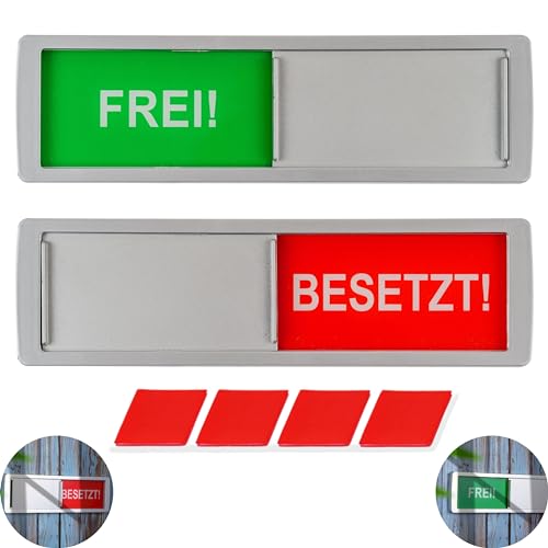 Schiebeschild mit "FREI! - BESETZT!", 1 Stück, 175 x 50 x 7,5 mm, Schild mit magnetischer Rückseite oder zum Kleben, Frei Besetztschild für Innen- und Außenbereich, Türschild Wartezimmer, Raumstatus von Your Day Mate