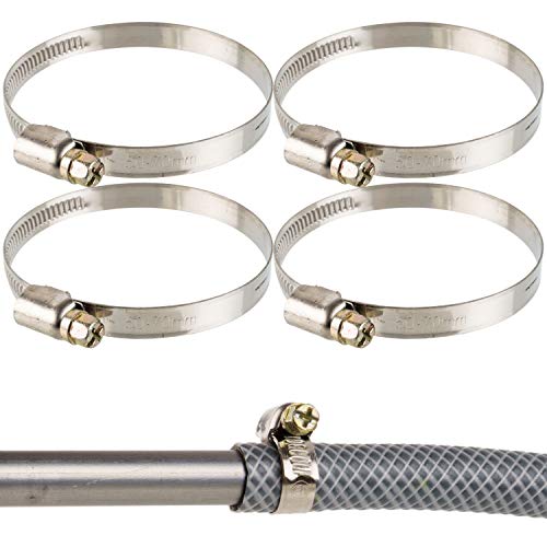 Schlauchschellen mit Schneckenantrieb, 4 Pack, Spannbereich Ø 50 - 70 mm, für 2 1/2" Schläuche, W2 Stahl, Kreuzschlitz SW 7, 9 mm Bandbreite, Fixierung von Wasserschlauch und Rohrstück Anschlüssen von Your Day Mate