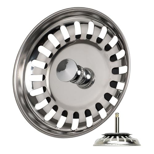 Spülbecken Siebkörbchen, 1 Pack, Ø 80 mm Siebkorb, in Edelstahl, Exzenter Zapfen ragt 27-57 mm tief in den Abfluss, Ø 8 mm Stift, Ersatzteil für Küchenspülen, Küchenabflusssieb, Siebkorbventil Spüle von Your Day Mate