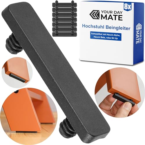 Stuhlbeingleiter für Hochstuhl, 8 Stück, kompatibel mit Hauck Alpha, Hauck Beta, roba Sit Up, 33 mm Lochabstand, in Schwarz, aus Kunststoff, Stuhlbeinschoner Kinderhochstuhl, Stuhlbeinsocken Babystuhl von Your Day Mate