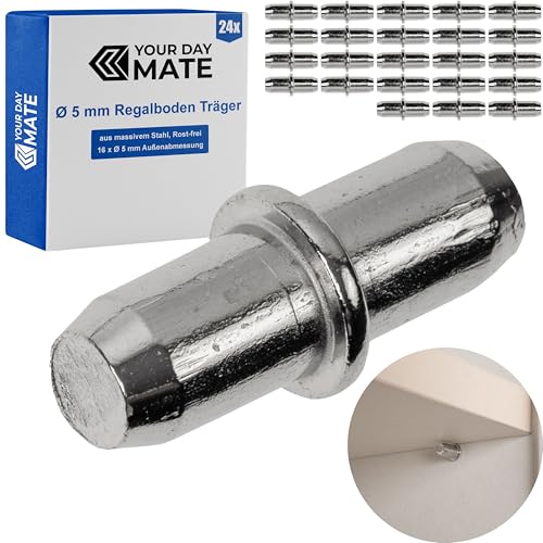 Universal Regalboden Träger, 24 Stück, Bodenträger für Ø 5 mm Bohrlöcher, Stift aus massivem Stahl, Rost-frei, Einlegeboden Halter, Regalbodenträger Möbel, Regalstützen Schrank, Regal Pin Träger Universal Regalboden Träger, 24 Stück, Bodenträger für Ø 5 mm Bohrlöcher, Stift aus massivem Stahl, Rost-frei, Einlegeboden Halter, Regalbodenträger Möbel, Regalstützen Schrank, Regal Pin Träger von Your Day Mate