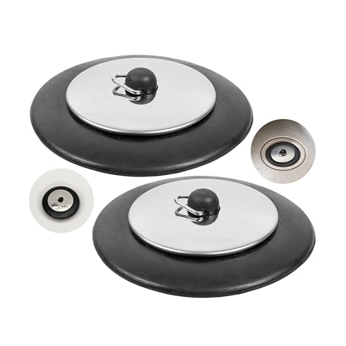 Universal Stöpsel, 2 Stück, Ø 52 auf 51 mm Oberseite auf Unterseite, Gummi Ablauf Stopfen für 2" Zoll Ventilablauf, Ø 73 mm verchromte Metall Blende, Ablaufstöpsel Duschwanne, Spülbecken Gummistöpsel Universal Stöpsel, 2 Stück, Ø 52 auf 51 mm Oberseite auf Unterseite, Gummi Ablauf Stopfen für 2" Zoll Ventilablauf, Ø 73 mm verchromte Metall Blende, Ablaufstöpsel Duschwanne, Spülbecken Gummistöpsel von Your Day Mate