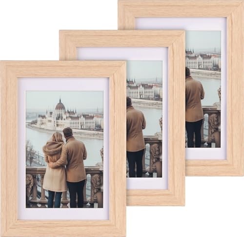 Your Design Kunststoff-Fotorahmen: 3er-Set Bilderrahmen, Robustes Acrylglas, 10 x 15 cm, A6, Eiche hell (Photo Frame) von Your Design