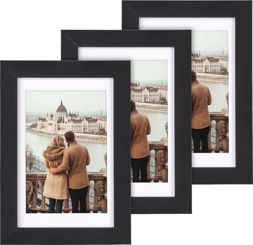 Your Design Rahmen Bild: 3er-Set Bilderrahmen mit robustem Acrylglas, 10 x 15 cm, A6, schwarz (Bilderrahmen für Portrait) von Your Design