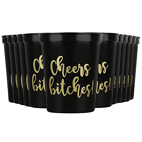 Cheers Bitches! Bachelorette Tassen Set 12 Stück - Mädchen Nacht Dekorationen für Erwachsene Mädchen Wochenendbecher Bitch Cup Bachelorette Party Tassen Brautparty Tassen Geburtstag Squad Tassen von Your Dream Party Shop