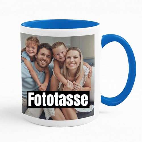 Creativgravur - Tasse mit Foto - Fototasse mit eigenem Bild & Text - Blau - Fototasse als Geschenkidee - Tasse selbst gestalten mit eigenem Foto - Foto Becher von Your Gravur