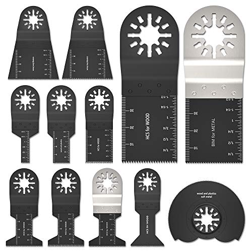 12Stk Oszillierende Sägeblätter Kit Multitool Oszillierwerkzeug-Zubehör Sägeblätter Mix Multi Tool Blades Kit zum Schleifen/Schneiden Universal Multitool für Bosch Fein Multimaster, nicht für starlock von Your's Bath