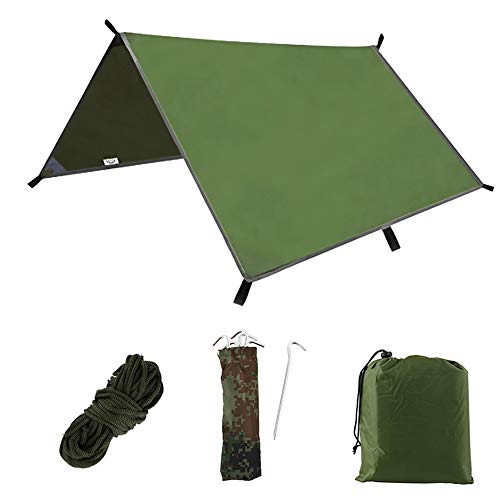 Campingzelt, Tarp Shelter, 3 x 3 m, Campingunterstand, winddicht, Schnee, Plane, Hängematte, Zelt, PU, 1500 mm, wasserdicht, mit tragbarer Aufbewahrungstasche für Reisen im Freien von Your's Bath