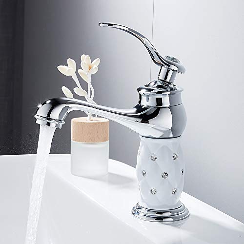 Einhebelmischer für Waschbecken und Badezimmer, elegant, Diamant, Wasserhahn für Badezimmer, Waschbecken mit heißem und kaltem Wasser von Your's Bath