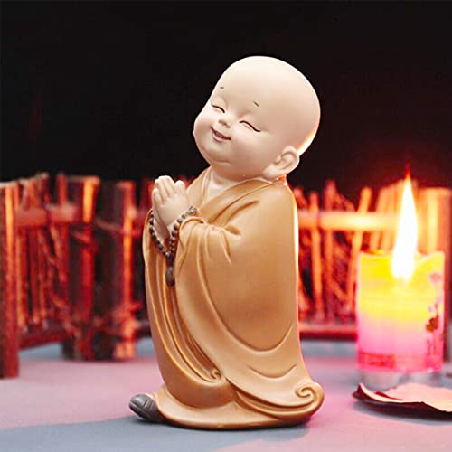 Kleiner Mönch Figur Mini Mönch Statue Niedliche Buddha Mönch Statue Entzückende Baby Kleiner Mönch Dekoration Kreative Kleiner Mönch Ornament Harz Miniatur Handwerk für Zuhause Desktop (Buddha Perlen von Your's Bath