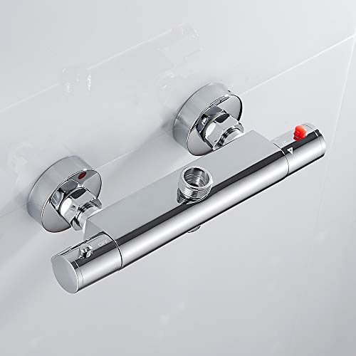 Thermostat Armatur Brausethermostat Brausearmatur Brausemischer Thermostat Mischbatterie mit 38 °C Sicherheitstaste Bad Chrom-Brause und Regendusche von Your's Bath