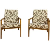 Paar Retro Sessel Mit Blumenbezug, Tschechoslowakei, 1960Er Jahre von Your20th
