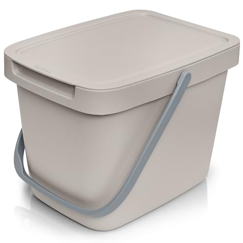 YourCasa Biomülleimer Küche 6L Komposteimer Küche für alltäglichen Biomüll Behälter - Kompostbehälter mit Deckel zum einhängen Bio Eimer Mülleimer Müll Geruchsdicht Bio Mülleimer Küche klein (Beige) von YourCasa