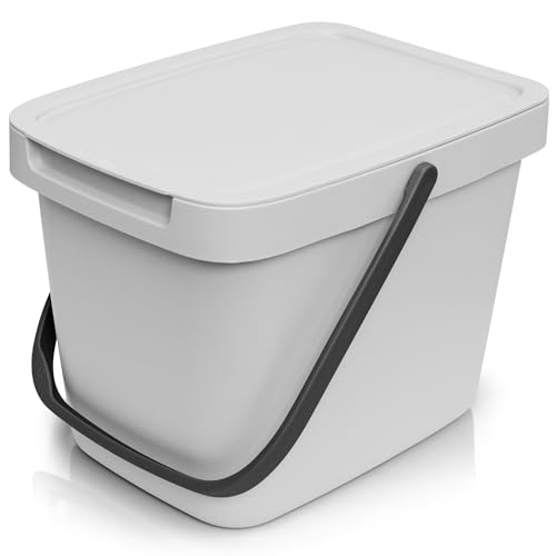 YourCasa Biomülleimer Küche - 6L Komposteimer Küche für alltäglichen Biomüll Behälter - Kompostbehälter mit Deckel zum einhängen Bio Eimer Mülleimer Müll Geruchsdicht Bio Mülleimer Küche klein (Grau) von YourCasa