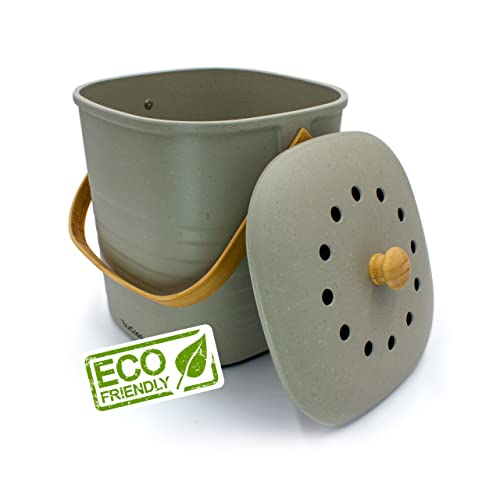 YourCasa® Biomülleimer Küche 4L für alltäglichen Biomüll - Komposteimer Küche - Aktivkohlefilter - nachhaltiger Bio Mülleimer mit Deckel Bio Abfalleimer für die Küche Kleiner Mülleimer (4L Grau) von YourCasa