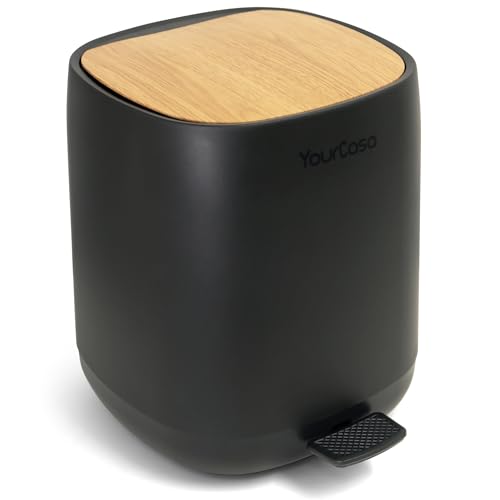 YourCasa Mülleimer Bad [5L] - 30% weniger Plastik - Badeimer - Kosmetikeimer Badezimmer Klein - Badmülleimer mit Deckel und Softclose – Abfalleimer Toilette WC - herausnehmbaren Inneneimer (Schwarz) von YourCasa