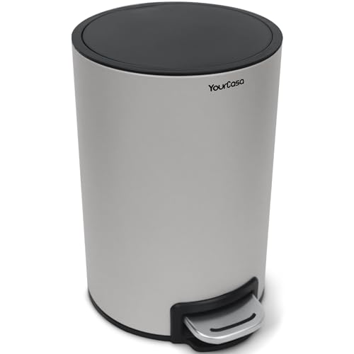YourCasa Mülleimer Bad [5L] aus Edelstahl für Badezimmer [Softclose] - Badmülleimer Klein - Kosmetikeimer mit Deckel und Softclose – Abfalleimer WC Eimer - Badeimer Kosmetikmülleimer Toilette (Beige) von YourCasa