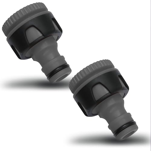 YourCasa 2 Stück Wasserhahn Adpater - Anschluss für 3/4 und 1/2 Zoll - Adapter Hahnverbinder aus Kunststoff - Schlauchanschluss Gartenschlauch Wasseranschluss Schlauch Hahnstück Garten (Anthrazit) von YourCasa
