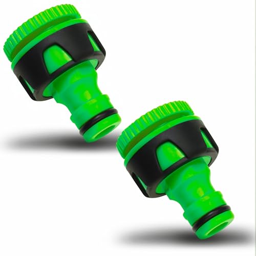 YourCasa 2 Stück Wasserhahn Adpater - Anschluss für 3/4 und 1/2 Zoll - Adapter Hahnverbinder aus Kunststoff - Schlauchanschluss Gartenschlauch Wasseranschluss Schlauch Hahnstück Garten (Grün) von YourCasa