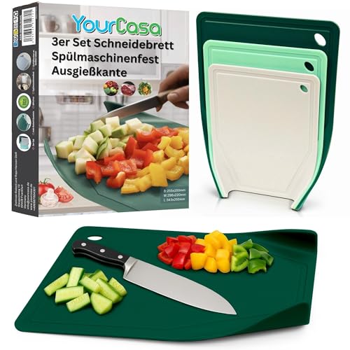 YourCasa 3x Schneidebrett Kunststoff Set - BPA-frei - mit Trichterform & Saftrille - Küchenbrett rutschfest & spülmaschinenfest - Cutting Board Schneidematte Küche Brettchen YourCasa 3x Schneidebrett Kunststoff Set - BPA-frei - mit Trichterform & Saftrille - Küchenbrett rutschfest & spülmaschinenfest - Cutting Board Schneidematte Küche Brettchen von YourCasa