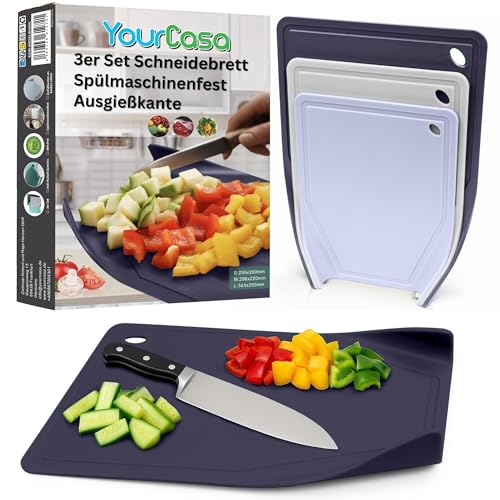 YourCasa Schneidebrett Set 3-teilig Kunststoff - Nie wieder daneben dank Ausgießkante & Saftrille - BPA-frei, rutschfest & spülmaschinenfest - Küchenbrett/Cutting Board für jede Küche YourCasa Schneidebrett Set 3-teilig Kunststoff - Nie wieder daneben dank Ausgießkante & Saftrille - BPA-frei, rutschfest & spülmaschinenfest - Küchenbrett/Cutting Board für jede Küche von YourCasa