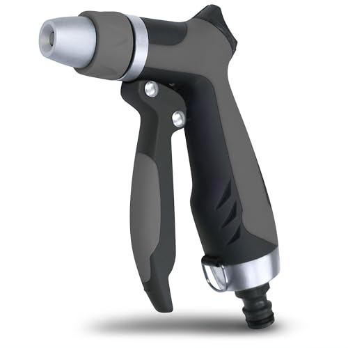 YourCasa Gartenbrause aus Aluminiumgehäuse - Gartenspritze verstellbaren Sprühmustern - Brause Spritze mit Gartenschlauch Aufsatz - Handbrause Garten Wasserspritze Düse Reinigungsspritze (Anthrazit) von YourCasa