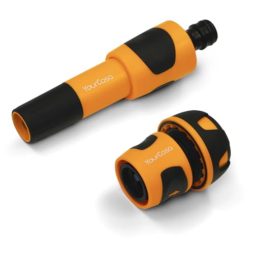 YourCasa Gartenspritze Brause mit Schlauchadapter 3/4 Zoll - Premium Spritze für Gartenschlauch - Gartenbrause Düse mit Aufsatz für den Garten - Handbrause Reinigungsspritze Wasserspritze (Orange) von YourCasa