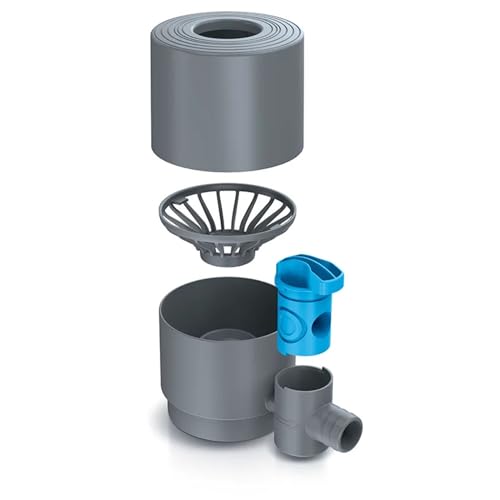 YourCasa Regensammler [Downpipe] mit Absperrhahn und Filter zum Verbinden von Fallrohr 68-100mm DN100 und Regentonne Fallrohr Regensammler Regenwassersammler Wasserdieb Regenrinnen Ablauf (Grau) von YourCasa