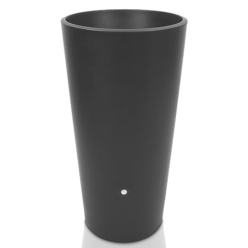 YourCasa Regentonne 150 Liter [Aqua Flower] mit Metallgewinde und Pflanzkübel- Regenfass Frostsicher aus Kunststoff - Regenwassertonne - Regenwassertank Garten Wassertank Regensammler (Anthrazit) von YourCasa