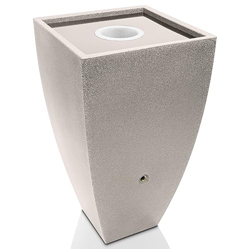 YourCasa Regentonne 200 Liter [PureFlow] mit Metallgewinde und Filterkorb- Regenfass Frostsicher aus Kunststoff - Regenwassertonne - Regenwassertank Garten Wassertank Regensammler (Beige) von YourCasa