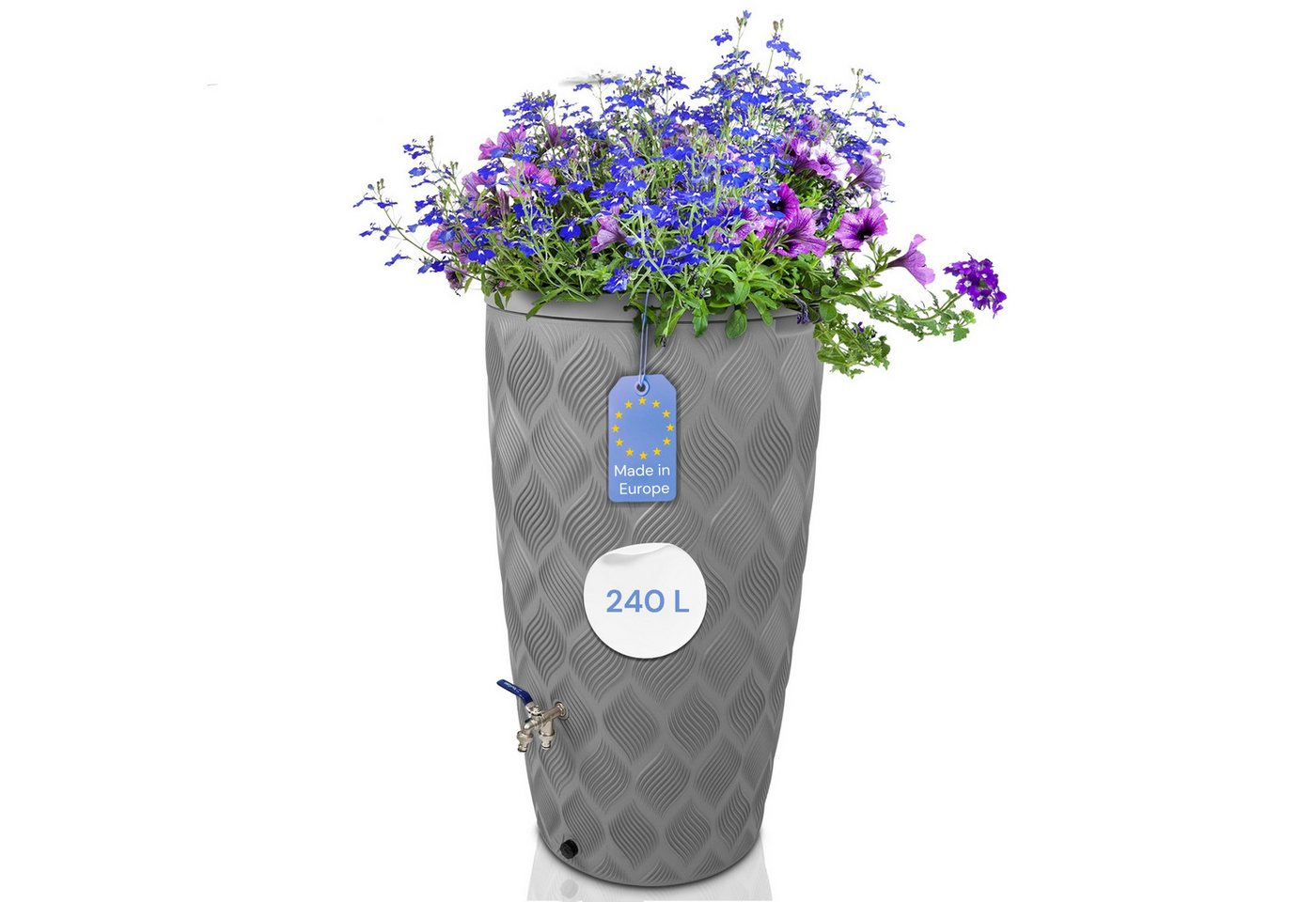 YourCasa Regentonne YourCasa Regentonne 240L [Seabreeze] Regenfass Regenwassertonne, Durchmesser unten: 44,5 cm, Durchmesser oben: 59,5 cm, Höhe: 112 cm von YourCasa
