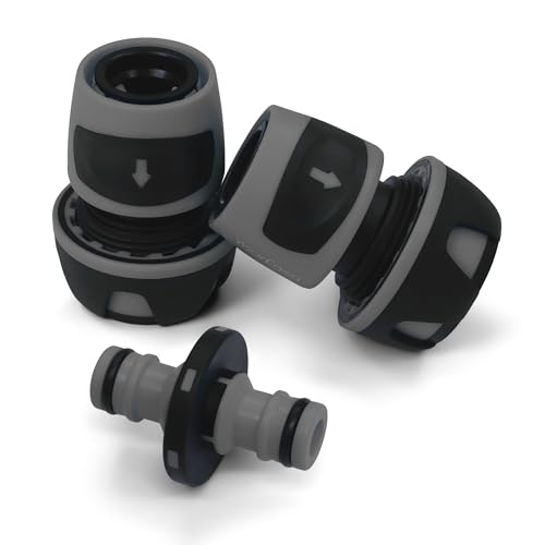 YourCasa Schlauchverbinder 3/4 Zoll (19mm) Kupplung von 2 Wasserschläuchen - Gartenschlauch Verbinder Schlauchkupplung - Adapter Schlauchanschluss Anschluss Verbindungsstück Doppelkupplung (Anthrazit) von YourCasa