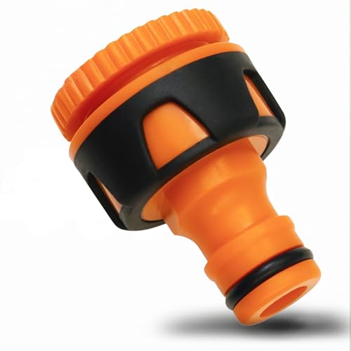 YourCasa Wasserhahn Adpater - Anschluss für 3/4 und 1/2 Zoll Adapter Hahnverbinder aus Kunststoff - Schlauchanschluss Gartenschlauch Wasseranschluss Schlauch Wasserschlauch Hahnstück Garten (Orange) von YourCasa