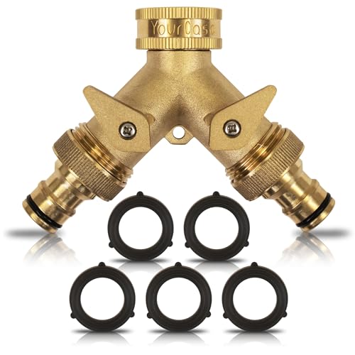YourCasa® Y-Verteiler für den Einsatz in Haus & Garten - 2 Wege Y-Verteiler mit 2 separaten Absperrhähnen - G 3/4" Wasseranschluss Verteiler (Y-Verteiler mit Schlauchanschlüssen) von YourCasa
