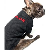 Schwarzer Strickpullover Für Hunde Amour | Custom Fit Hundepullover Handgefertigter Wollpullover Kleine, Mittelgroße Und Große von YourDogsBusinessCo