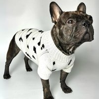 "Weißer Handgestrickter Hundepullover "Milka" von YourDogsBusinessCo