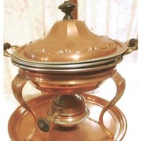 Kupfer Chafing Dish Empress Nys Zinn Ausgekleidet Pfannen Vintage Kochgeschirr Warming Pan Saute Servier Buffet Original Heizelement von YourFineHouse