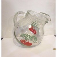 Vintage Anchor Hocking Glaskrug Tomate & Weinstock Design von YourFineHouse