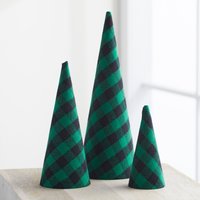 Bäume Set Von 3 Green Check Plaid Flanell, Rustikale Wohnkultur, Tischdekoration, Schwarz-Weiß-Dekor, Meistverkaufte Artikel von YourHeartsContent