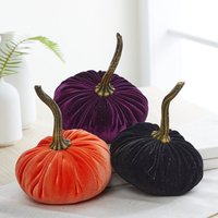 Kleine Samt Kürbisse 3Er Set, Pflaume Kürbis Herzstück Für Tisch, Süßes Halloween Dekor Zuhause, Lila Arrangement, Schwarzer von YourHeartsContent