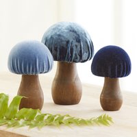 Samtpilz Set Von 3, Schieferblauer Pilzdekor, Marineblauer Pilz Geschenke Für Frauen, Indigoblaue Waldland-Dekor Junge, Beste von YourHeartsContent