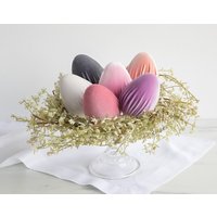 Samtige Eier 6Er Set, Frühling Foto Requisiten, Pastell Dekor Für Den Tisch, Lavendel Tiered Tablett Dekor, Rosa Frühlings Ei Schalenfüller Die von YourHeartsContent