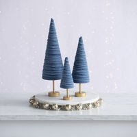 Schieferblaue Samtkegel 3Er Set, Rustikale Tischdekoration, Modernes Bauernhaus, Jungenzimmer, Dekoration, Tischdekoration Für Weihnachten von YourHeartsContent