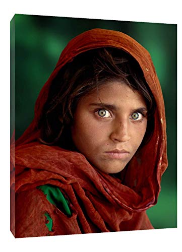 Afghanisches Mädchen Bild Reproduktion Druck auf gerahmter Leinwand, Wandkunst, Heimdekoration, 50 x 30 cm, Tiefe 18 mm von YourHomeArt