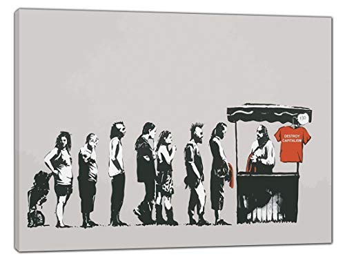 Banksy Destroy Capitalismus Bild Reproduktion Druck auf gerahmter Leinwand, Wandkunst, Heimdekoration, 60 x 40 cm, 18 mm Tiefe von YourHomeArt