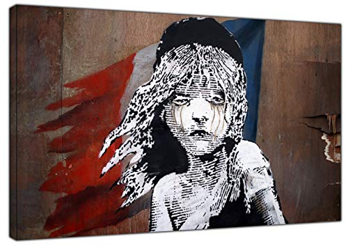 Banksy "French LES MISERABLE" Bild Reproduktion Druck auf gerahmter Leinwand, Wandkunst, Heimdekoration, 102 x 76 cm, 18 mm Tiefe von YourHomeArt